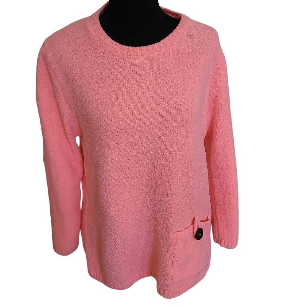 Anthonys Resort Wear Womens Pink Chenille Crewneck Sweater Small